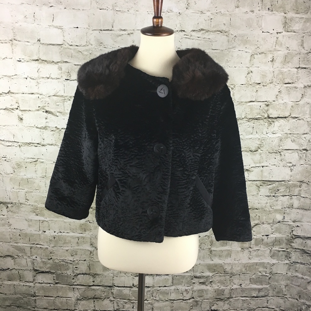 Vintage Faux Persian Lamb Cropped Jacket